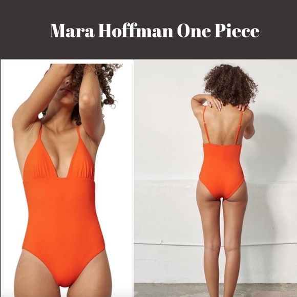 NEW $230‎ Mara Hoffman Virginia Plunge Orange One Piece Swimsuit [ SZ XS ] #1723 - Picture 2 of 9